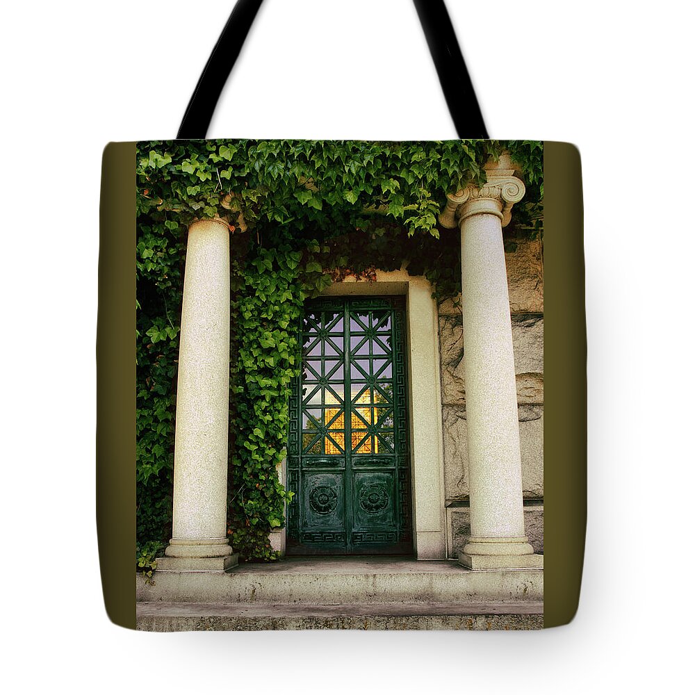 Door Tote Bag featuring the photograph Ivy Embrace by Jessica Jenney