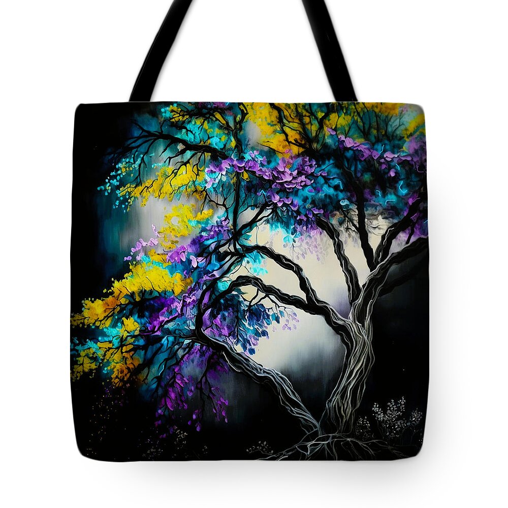 Jacaranda Tree Tote Bag featuring the digital art Jacaranda Tree by Crystal Stagg