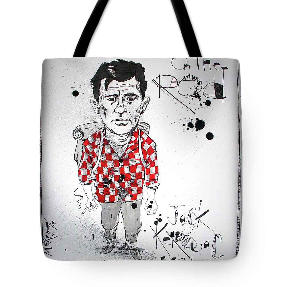  Tote Bag featuring the drawing Jack Kerouac by Phil Mckenney