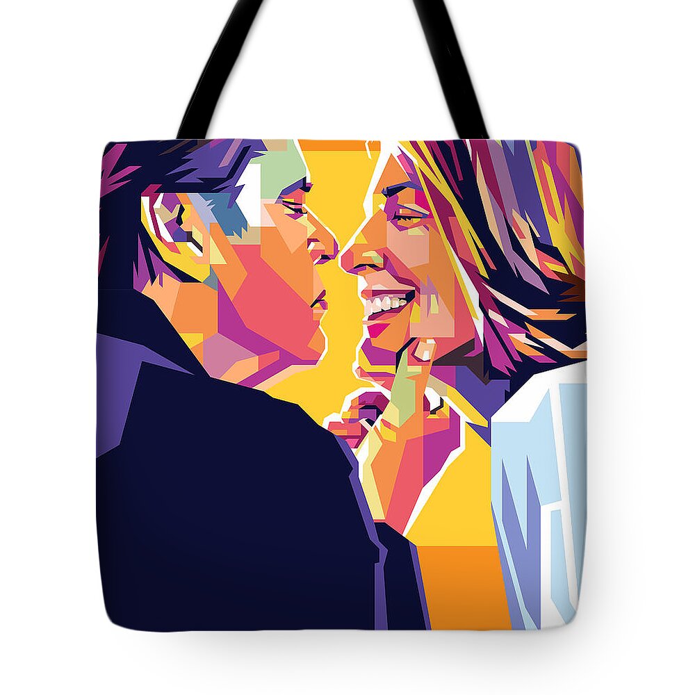 Jack Nicholson Tote Bag featuring the digital art Jack Nicholson and Diane Keaton by Movie World Posters