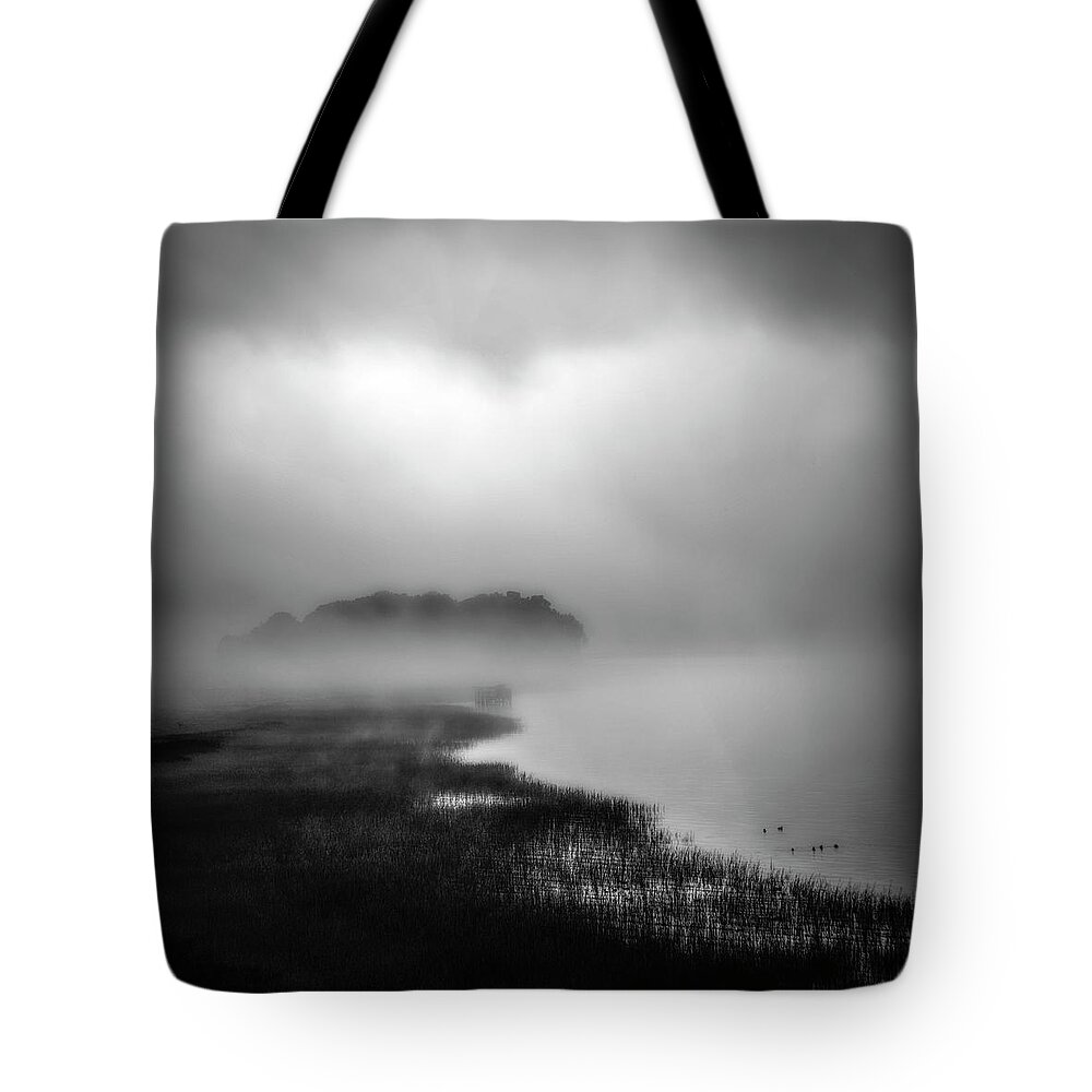 Heavy Fog Tote Bag featuring the photograph Jake's Island at China Camp by Donald Kinney