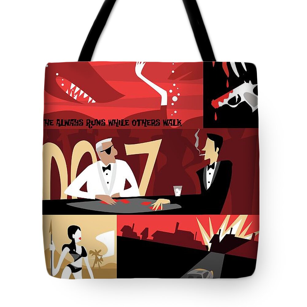 James Bond Tote Bag featuring the digital art James Bond by Alan Bodner