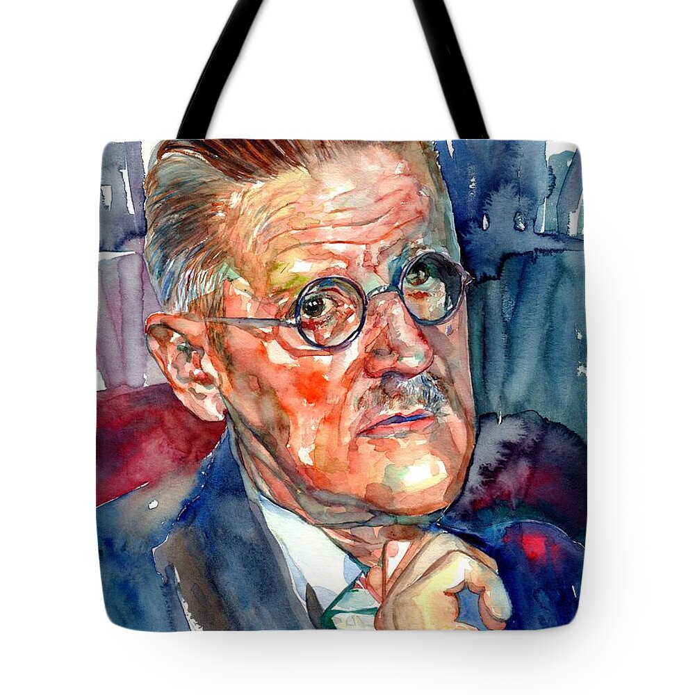 James Joyce Tote Bag featuring the painting James Joyce Portrait by Suzann Sines