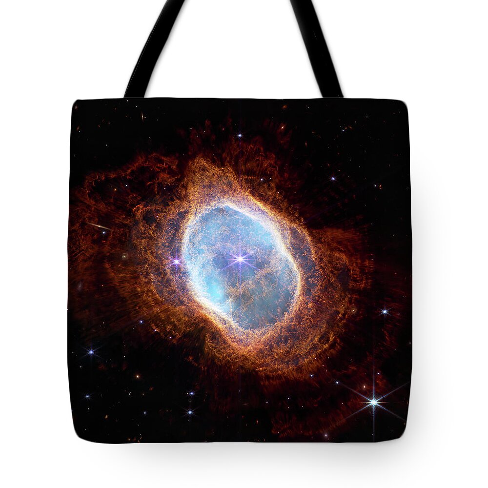 James Webb Telescope Tote Bag featuring the photograph James Webb Telescope - Southern Ring Nebula by Adam Romanowicz