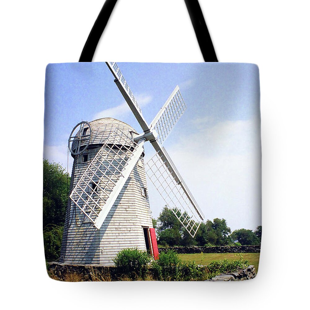 Building Tote Bag featuring the photograph Jamestown Windmill by Jim Feldman