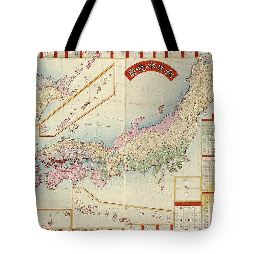 Japan Map Tote Bags