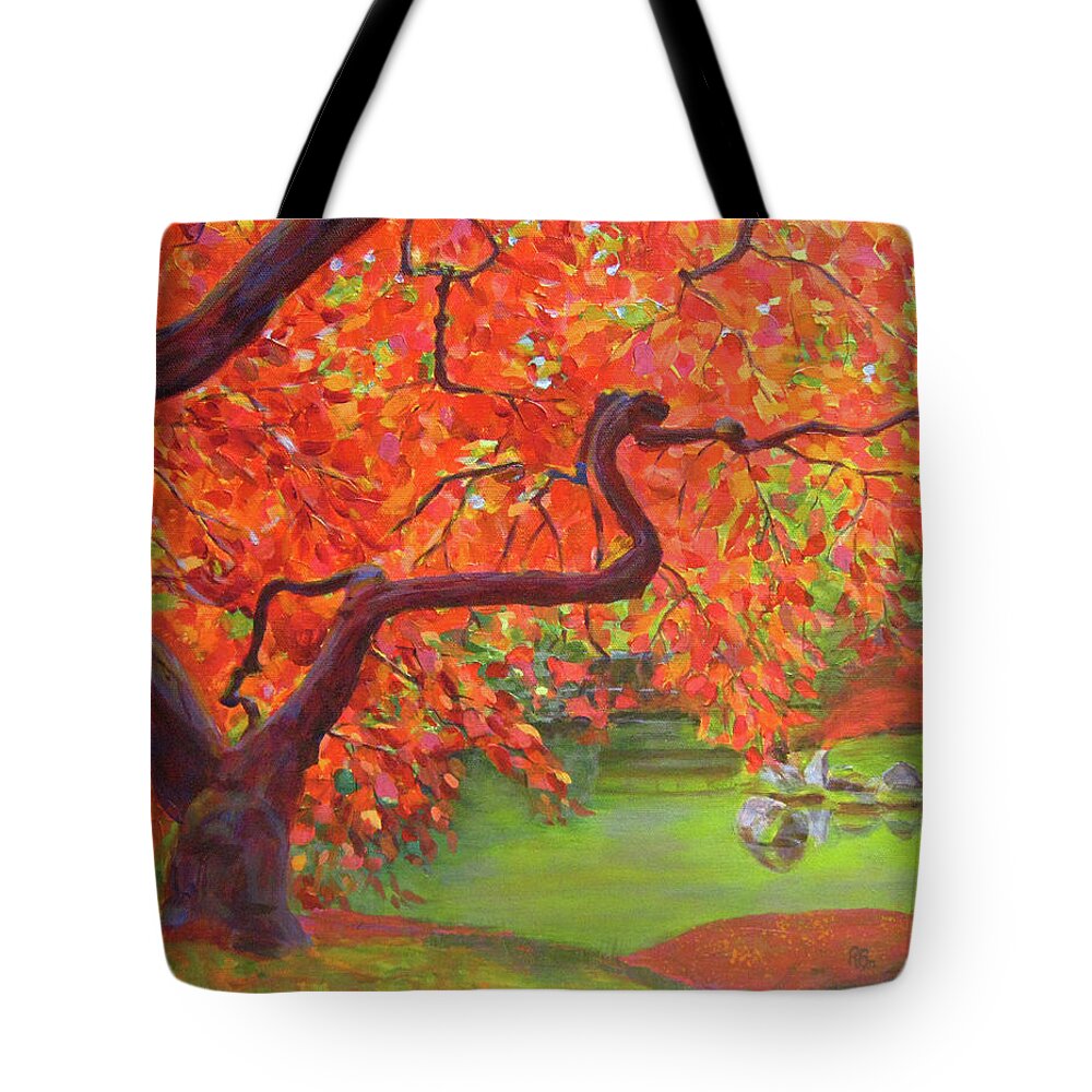 Japanese Tote Bag featuring the painting Japanese Maple Tree by Robie Benve