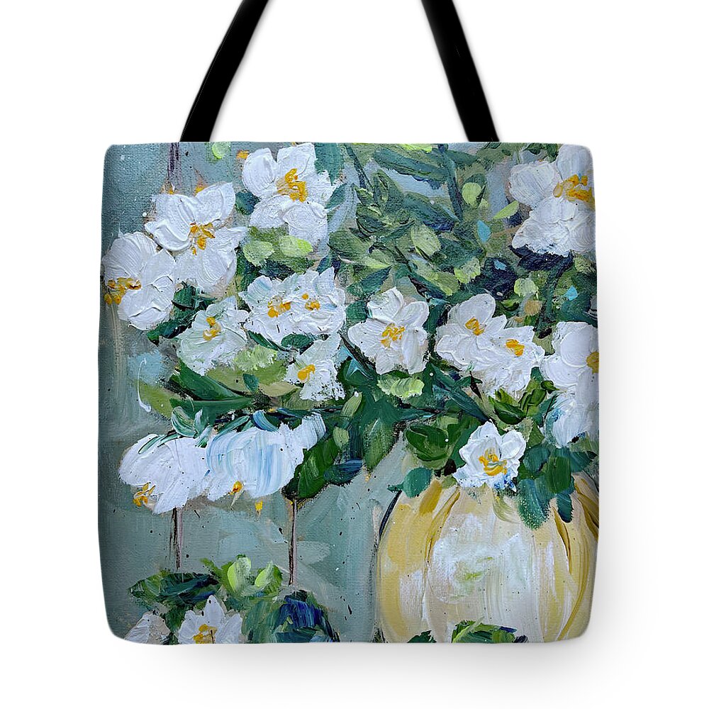 Jasmine Tote Bag featuring the painting Jasmine by Roxy Rich