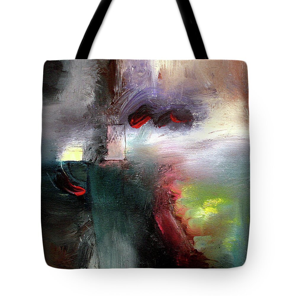 Abstract Tote Bag featuring the painting Jazz Flight by Jim Stallings