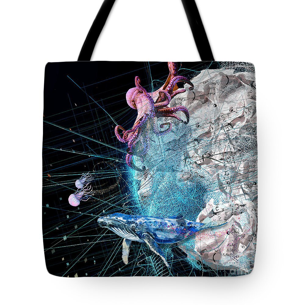 Jazz Tote Bag featuring the digital art Jazz for Whales by Tina Mitchell