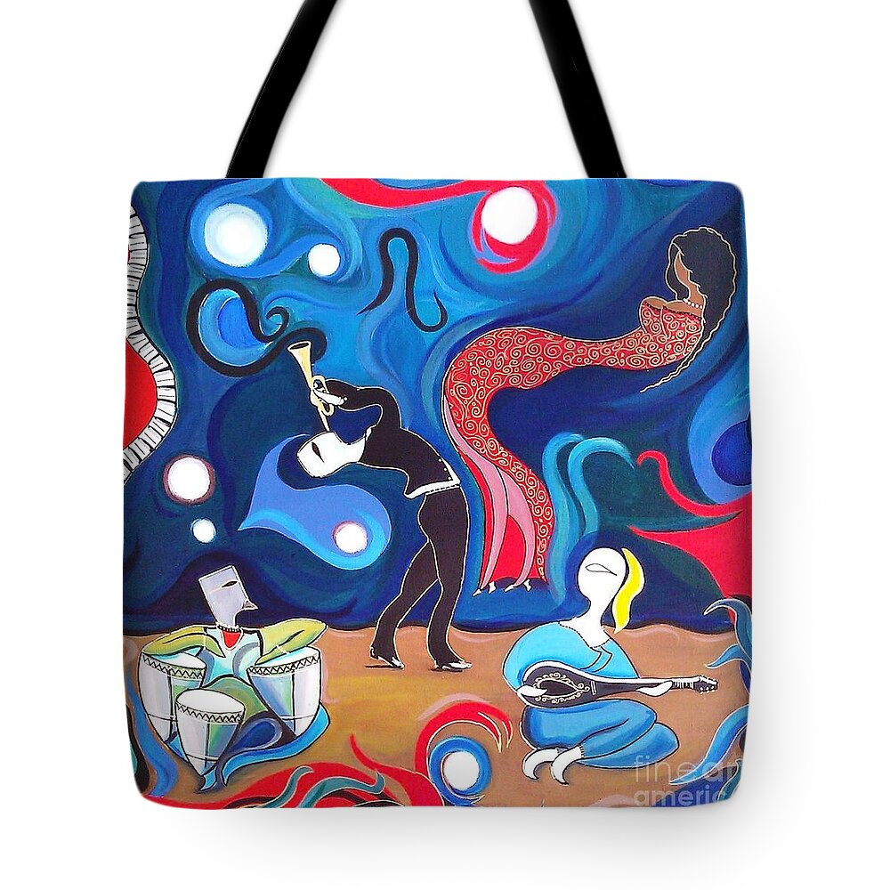 John Lyes Tote Bag featuring the painting Jazz by John Lyes