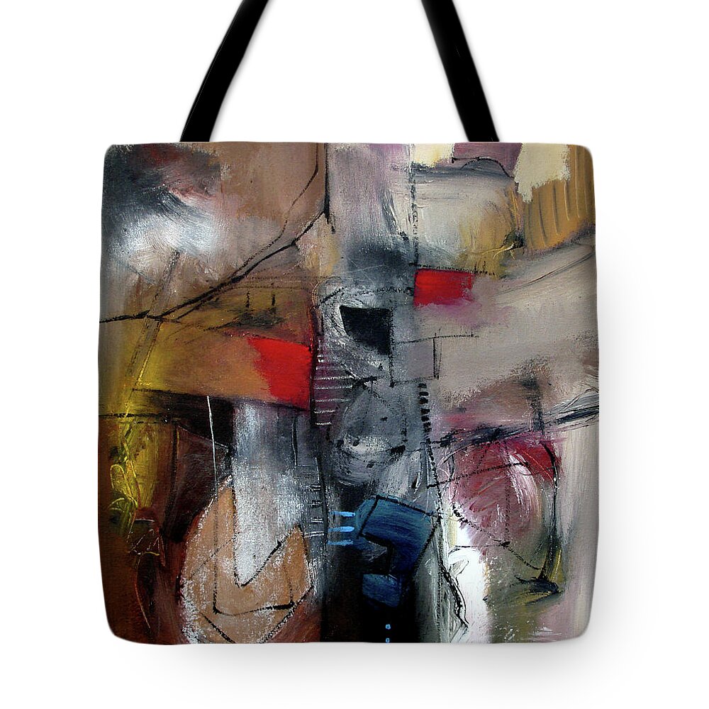 Abstract Tote Bag featuring the painting Jazz Wave by Jim Stallings