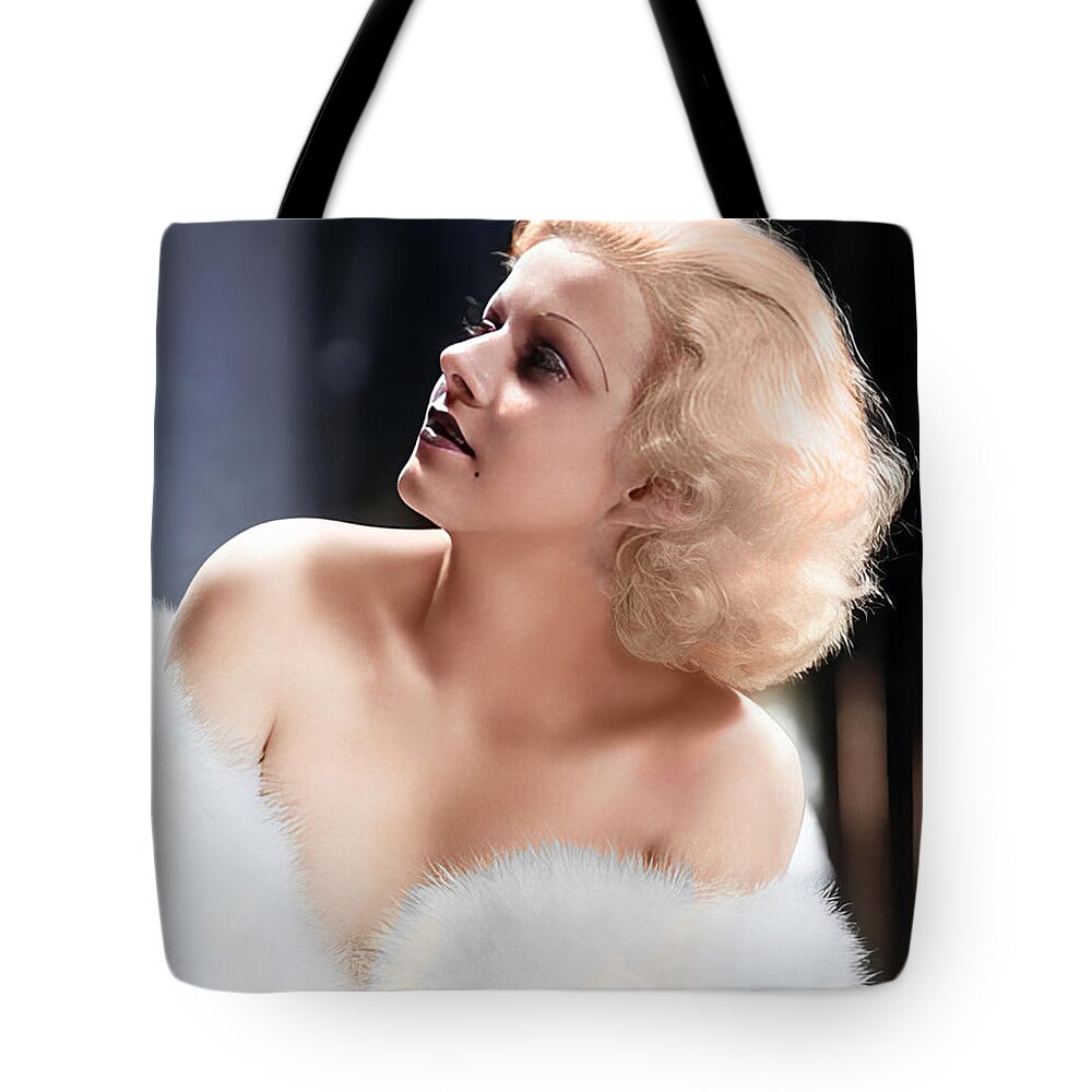Jean Harlow Tote Bag featuring the digital art Jean Harlow - Actress by Chuck Staley