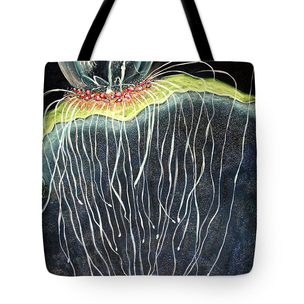 Aquatic Tote Bag featuring the painting Jellyfish by Jolanta Anna Karolska