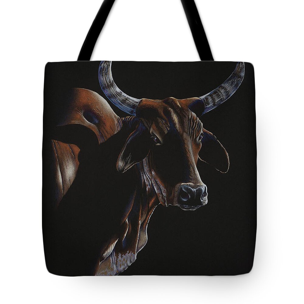 Brahma Tote Bag featuring the drawing Jeremiah by Jill Westbrook