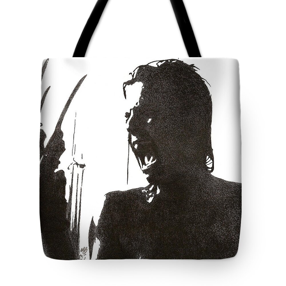 Horror Tote Bag featuring the drawing Jesse Walsh by Mark Baranowski