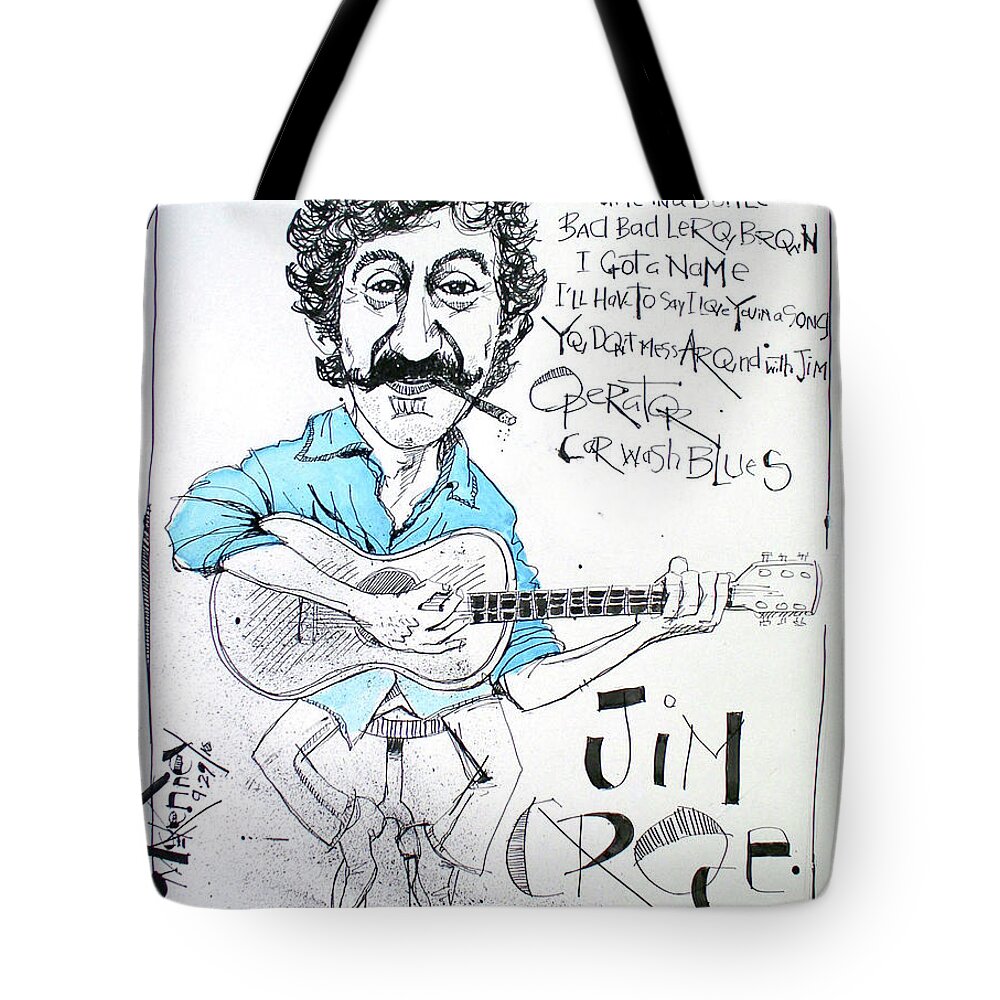 Tote Bag featuring the drawing Jim Croce by Phil Mckenney