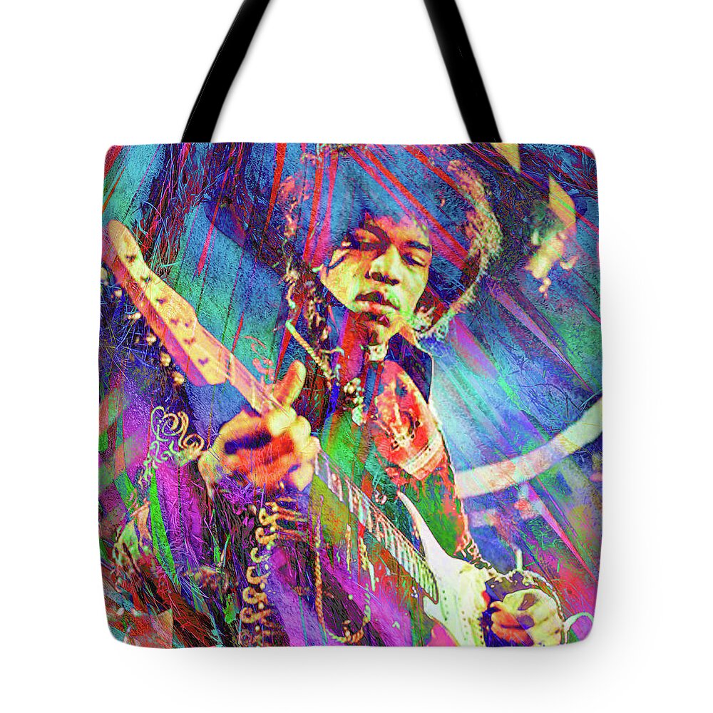 Jimi Hendrix Tote Bag featuring the digital art Jimi Hendrix by Rob Hemphill