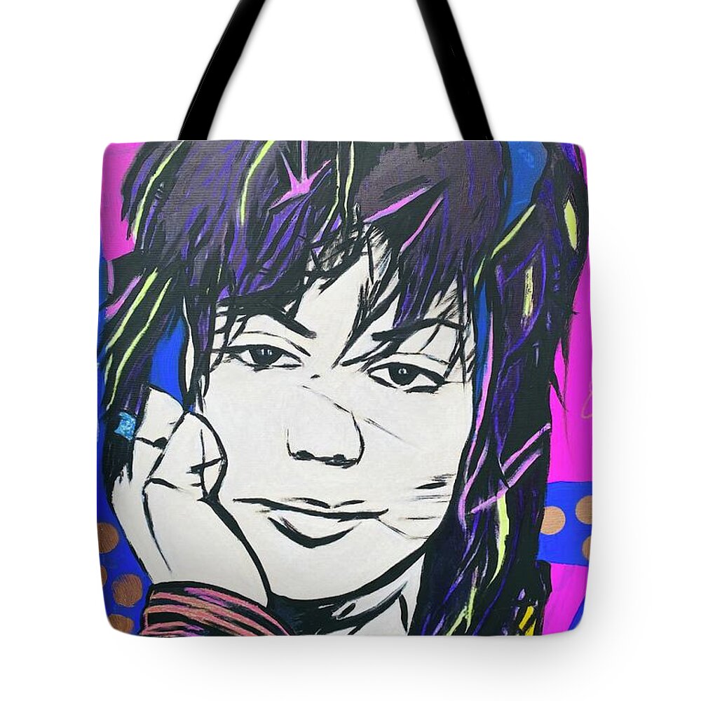 Joan Jett Tote Bag featuring the painting Joan Jett by Jayime Jean