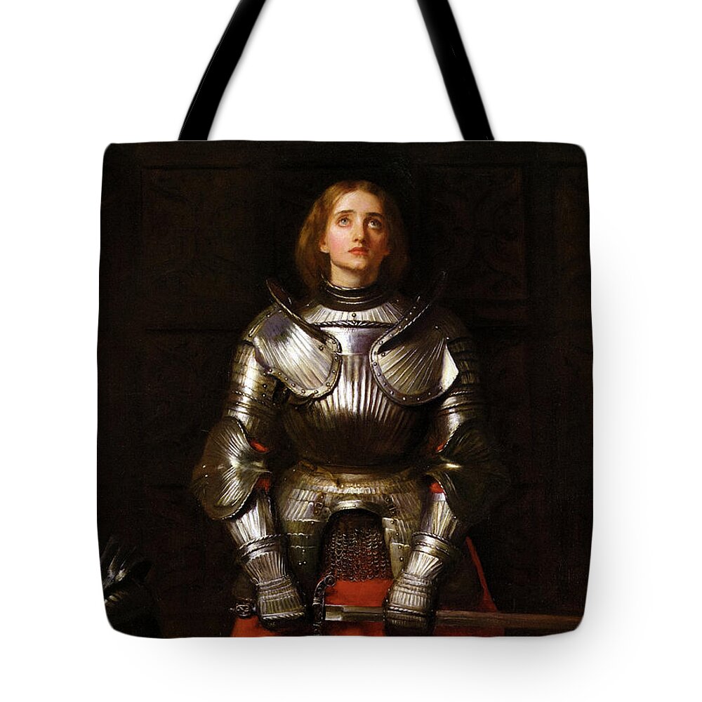 John Everett Millais Tote Bag featuring the painting Joan of Arc, 1865 by John Everett Millais