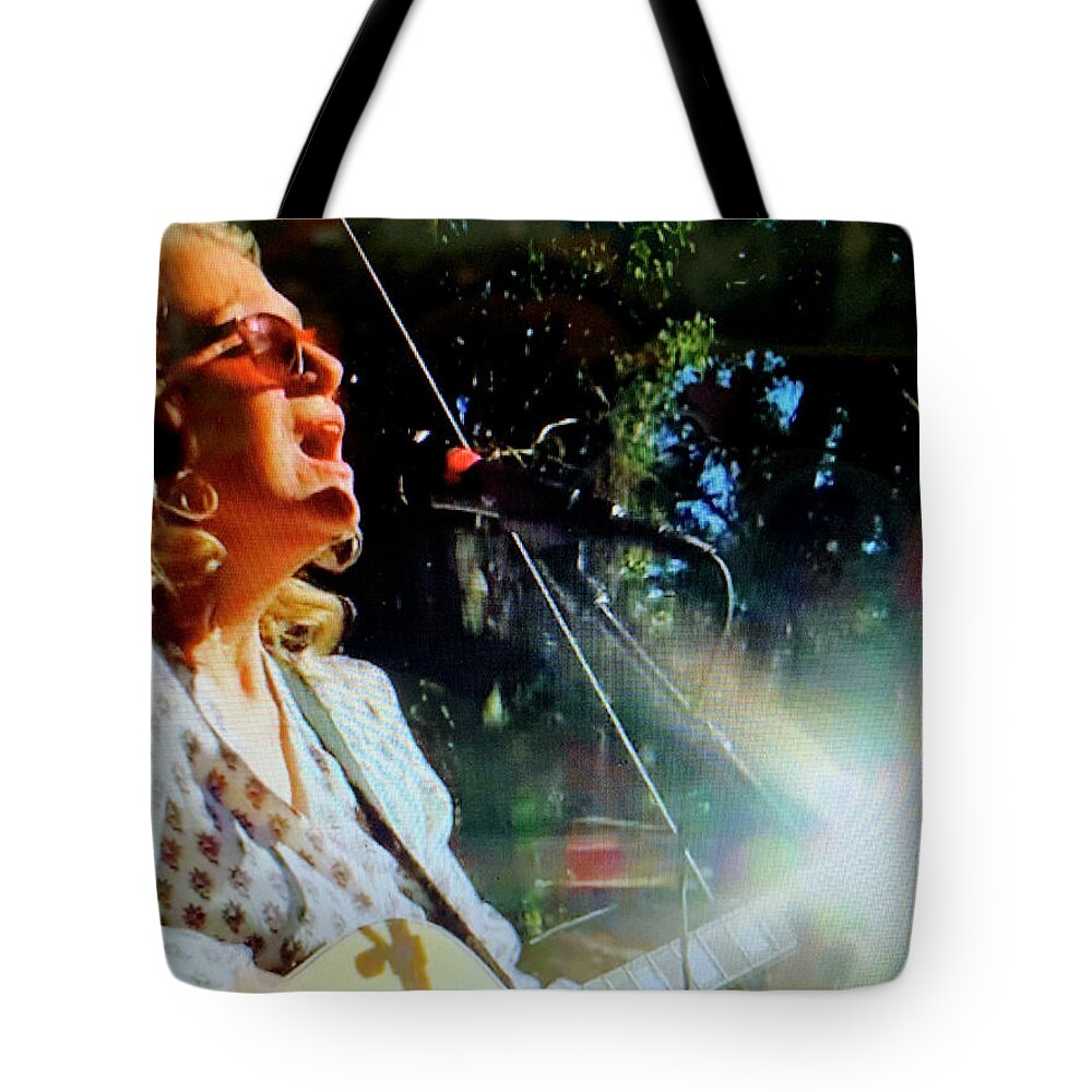 Joan Osborne Tote Bag featuring the photograph Joan Osborne in Concert Hardly Strictly Bluegrass Festival by Debra Amerson