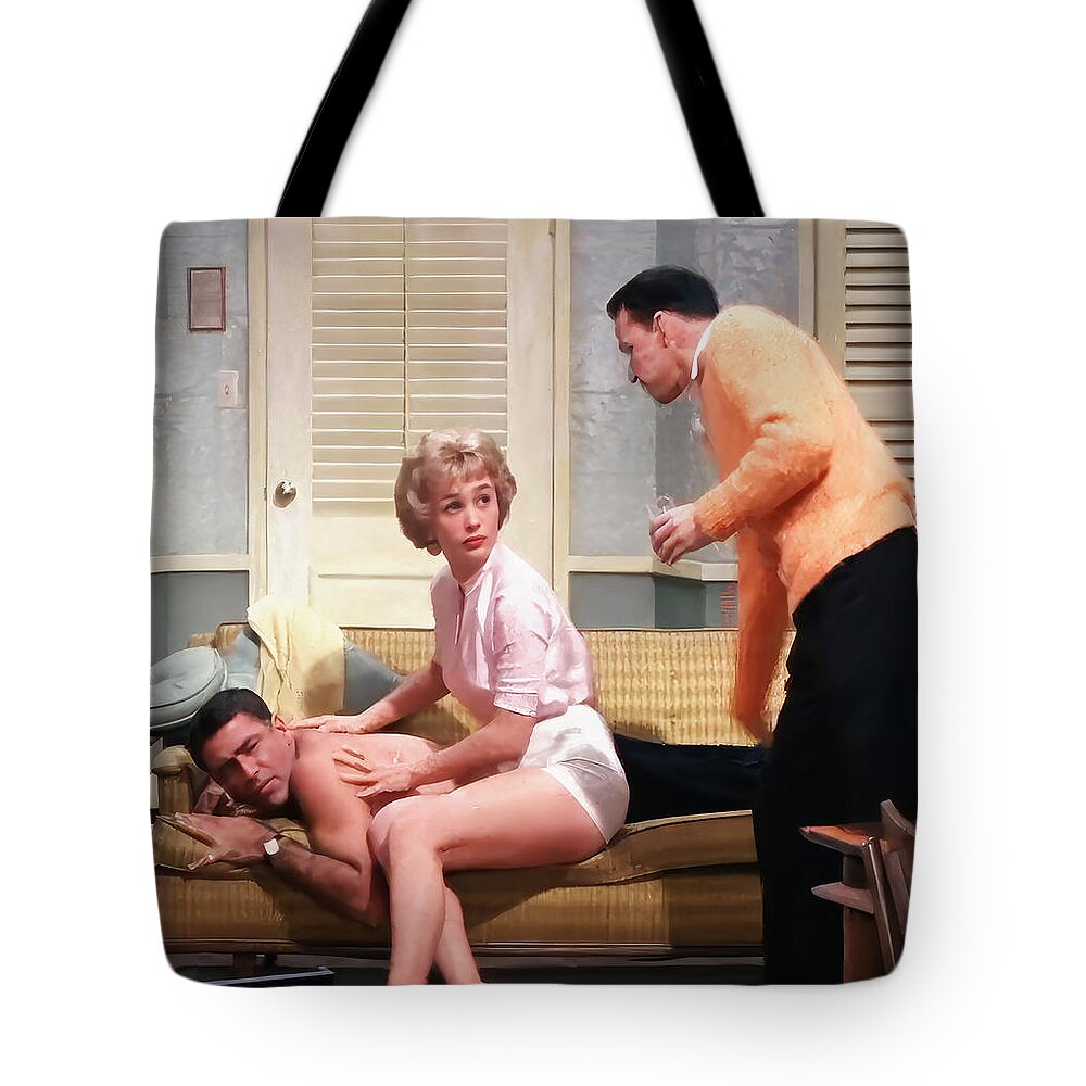 Joan Staley Tote Bag featuring the digital art Joan Staley - Oceans 11 by Chuck Staley
