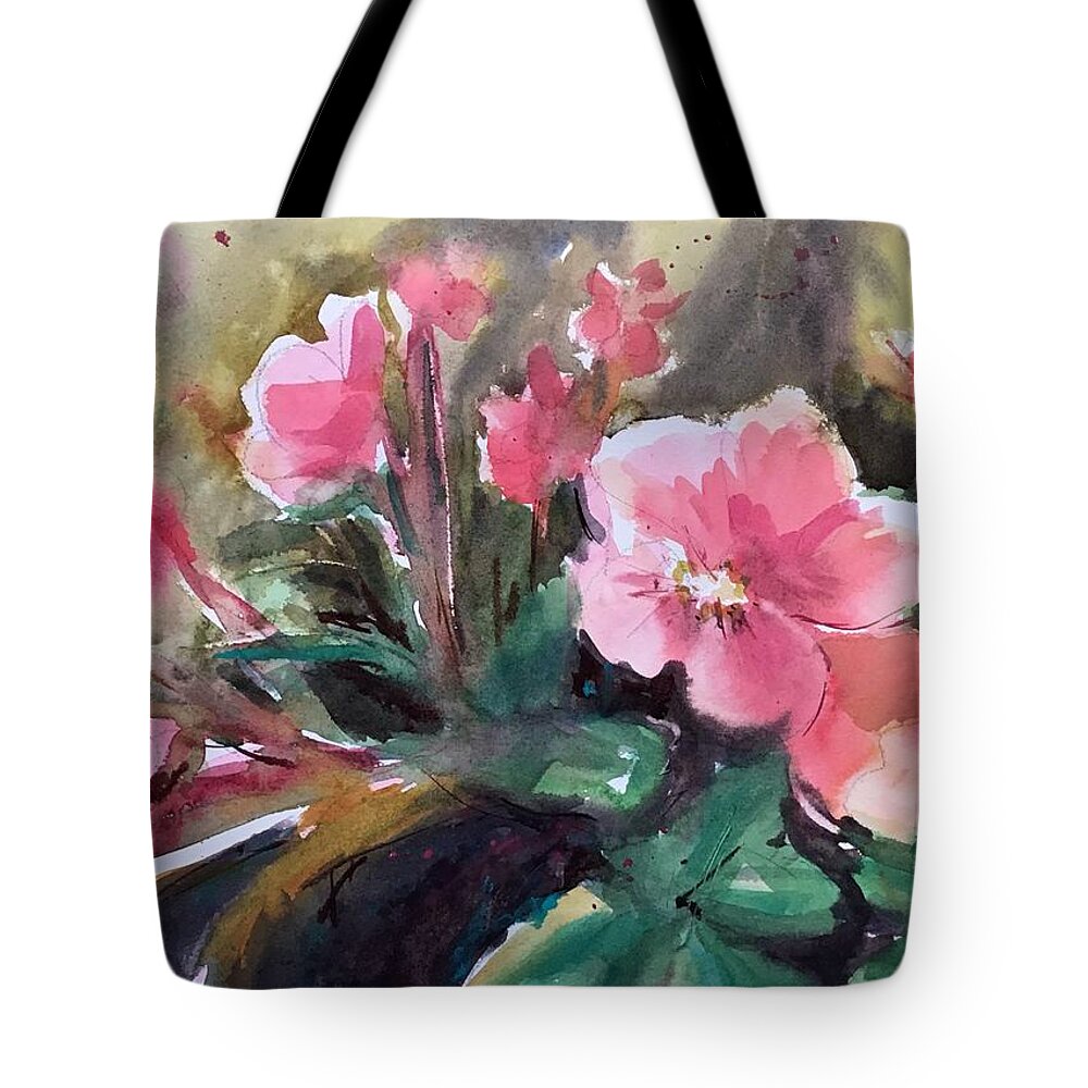 Flowers Tote Bag featuring the painting Joannes Flowers by Judith Levins