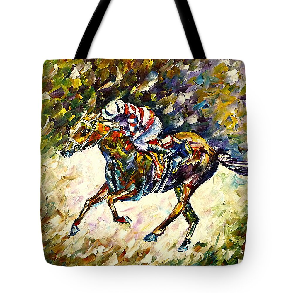 I Love Horses Tote Bag featuring the painting Jockey I by Mirek Kuzniar
