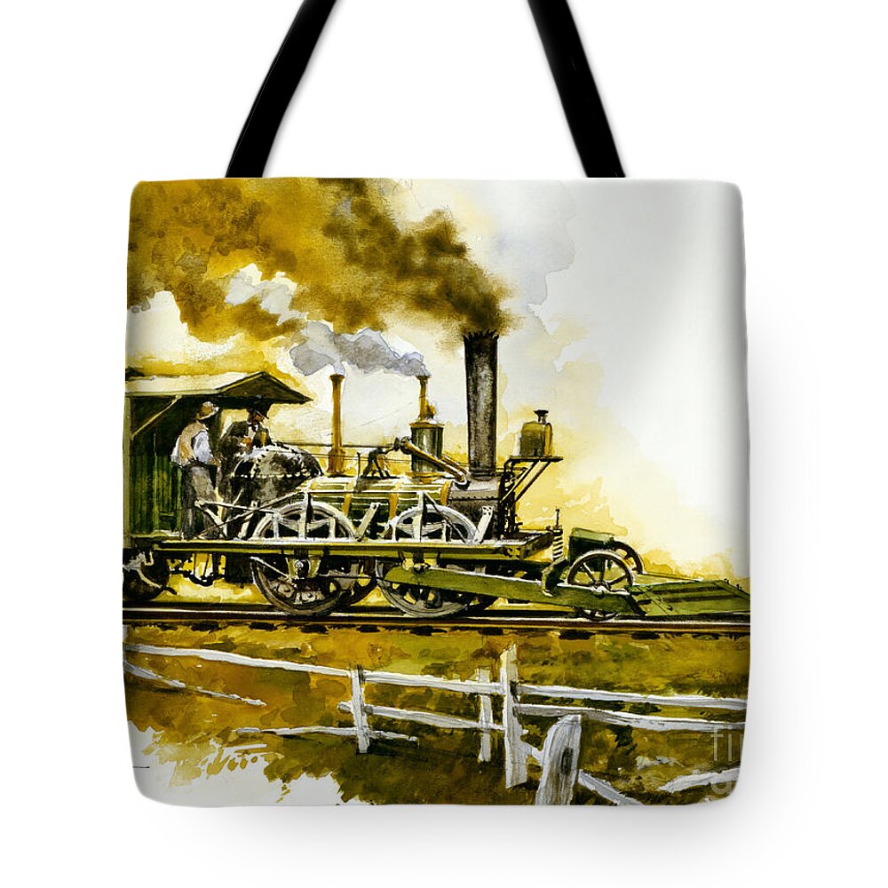 John Swatsley Tote Bag featuring the painting John Bull Locomotive - Side View by John Swatsley