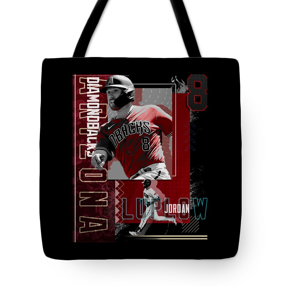 Football Tote Bag featuring the digital art Jordan Luplow Baseball Paper Poster Diamondbacks 2 by Kelvin Kent