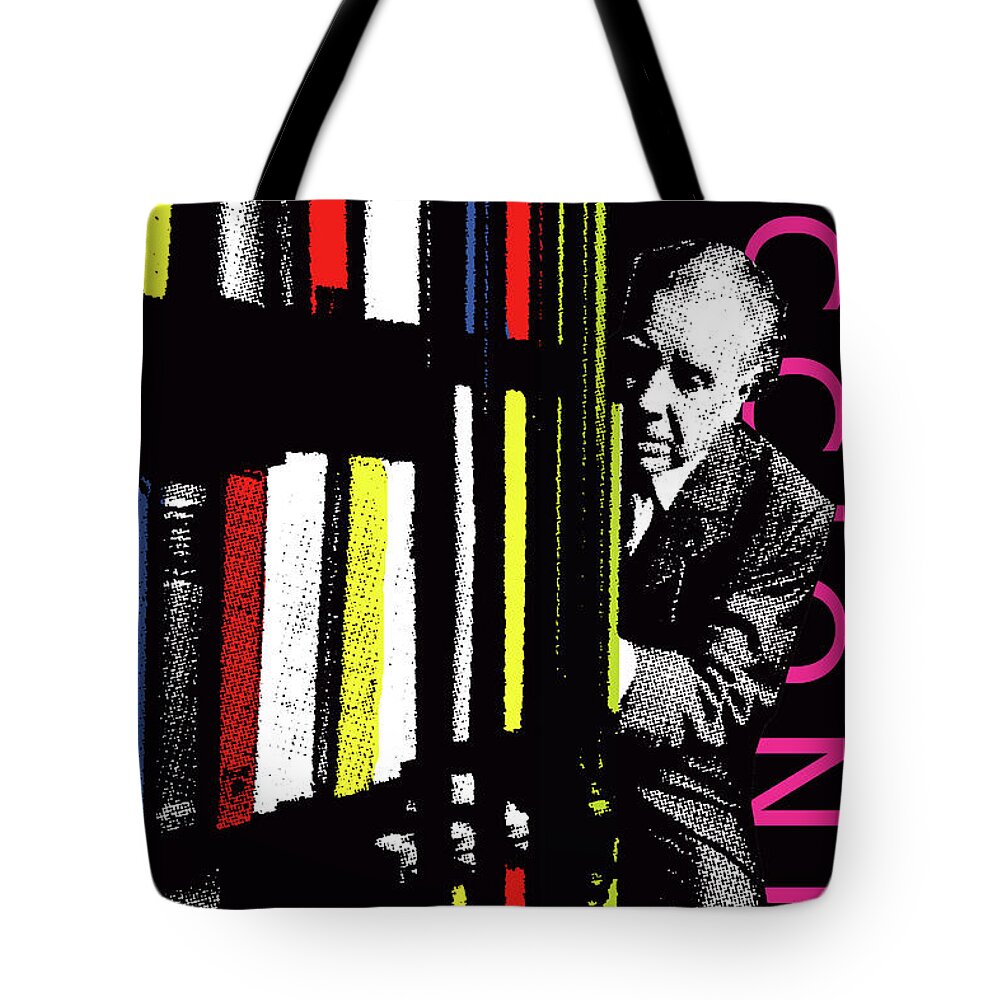 Jorge Luis Borges Tote Bag featuring the digital art Jorge Luis Borges - Ficciones by Zoran Maslic