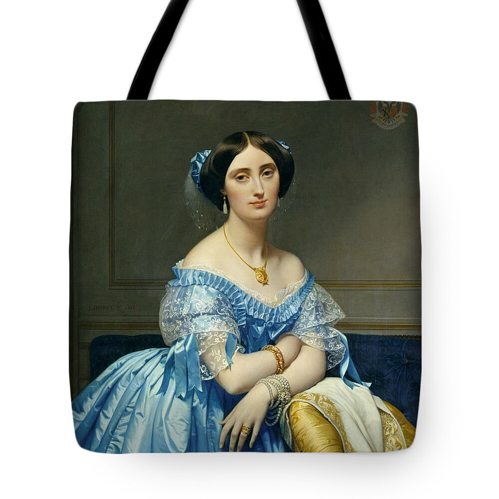 19th Century Art Tote Bag featuring the painting Josephine-Eleonore-Marie-Pauline de Galard de Brassac de Bearn, Princesse de Broglie, 1851-1853 by Jean Auguste Dominique Ingres