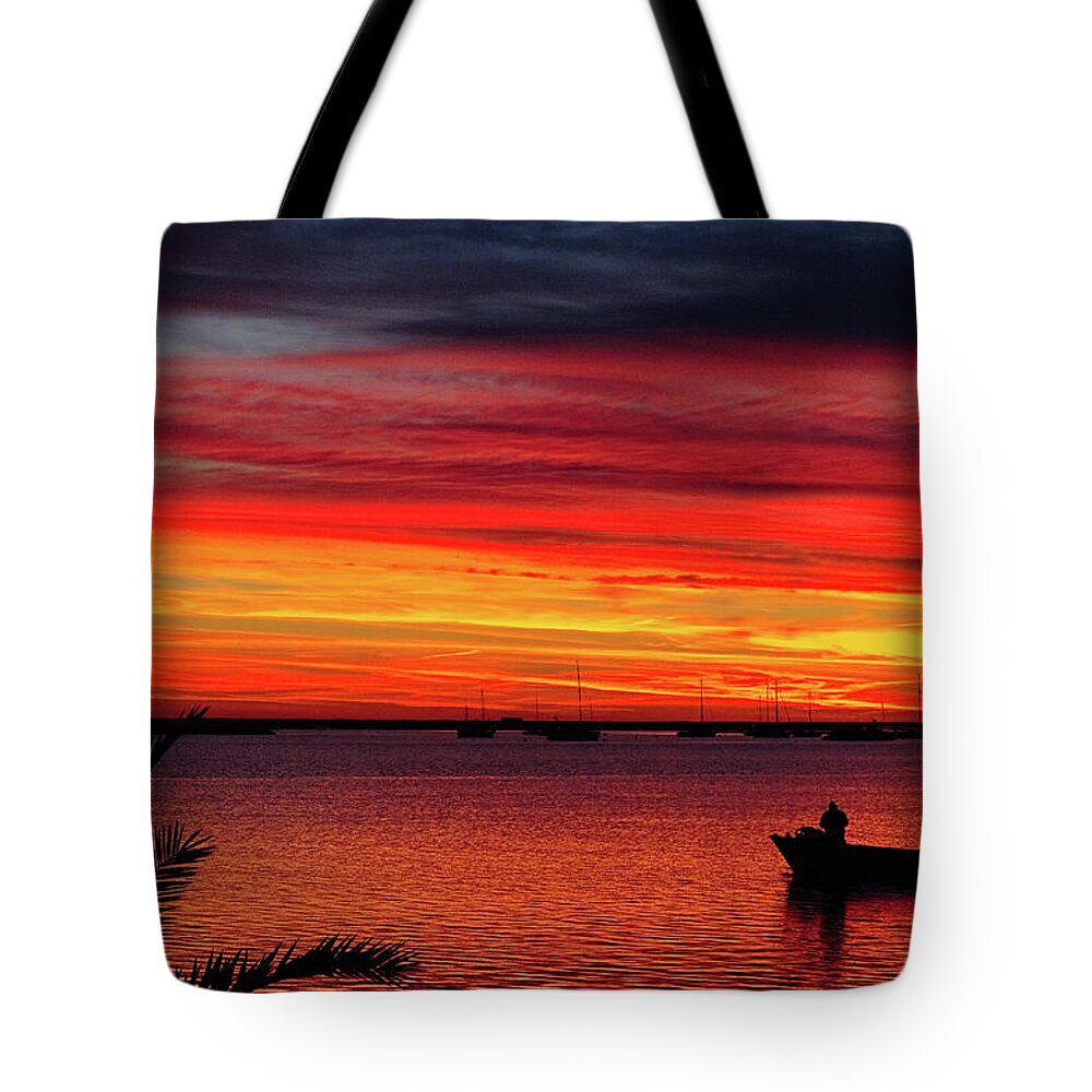 Fishermen Tote Bag featuring the photograph Journey at Dusk by Angelo DeVal