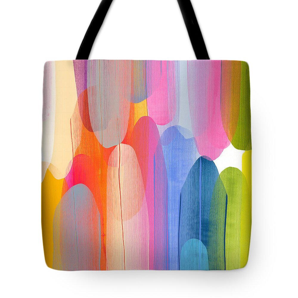 Abstract Tote Bag featuring the painting Joy and Laughter by Claire Desjardins