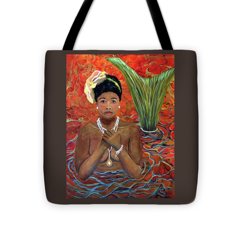 Mermaid Tote Bag featuring the painting Joy by Linda Queally by Linda Queally