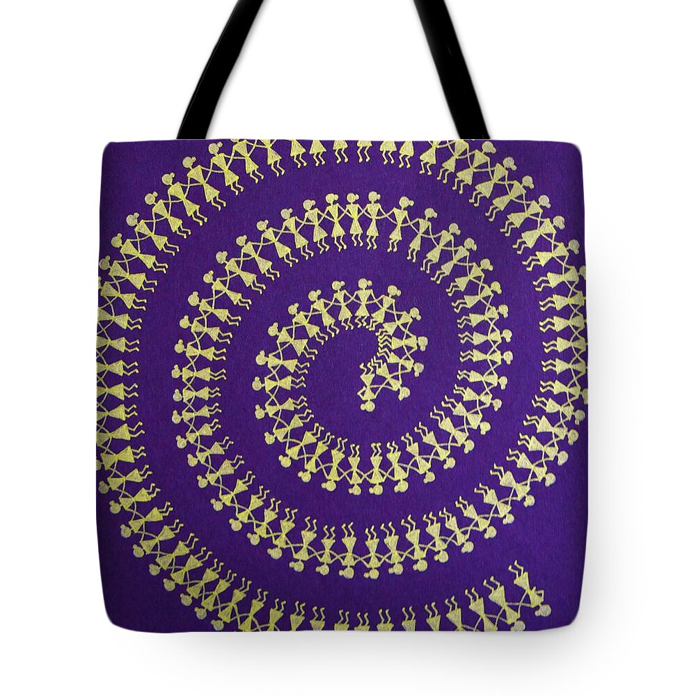 Violet Tote Bag featuring the painting Joy - Violet Gold by Bnte Creations