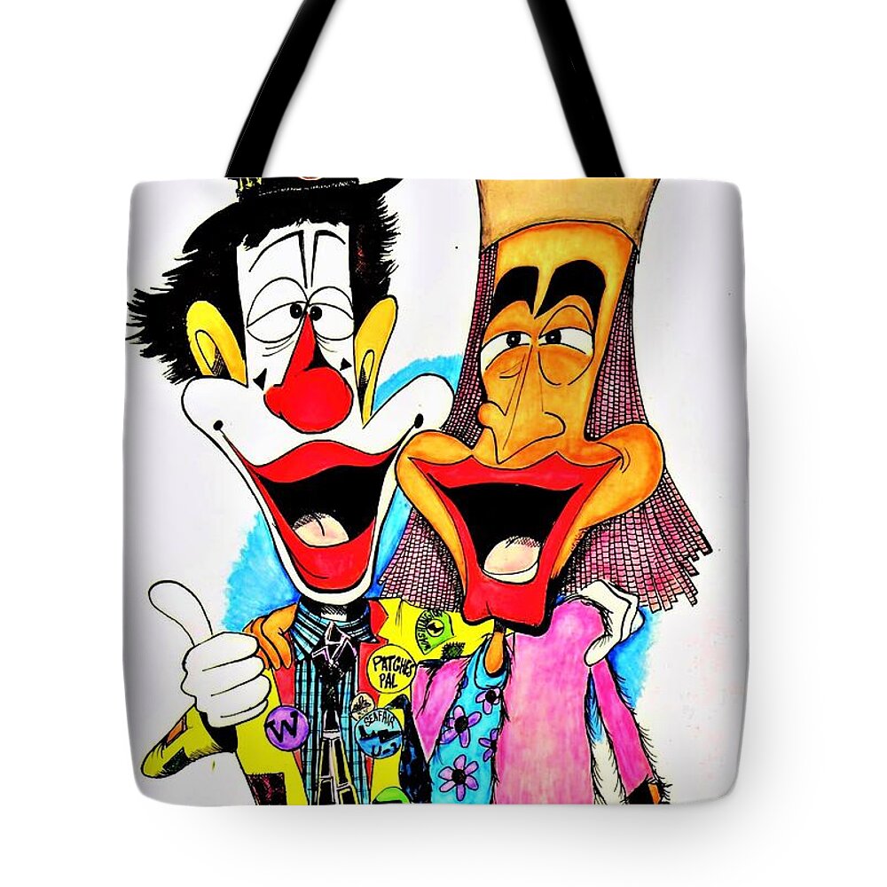 Jp Tote Bag featuring the drawing JP Patches and Gertrude by Michael Hopkins
