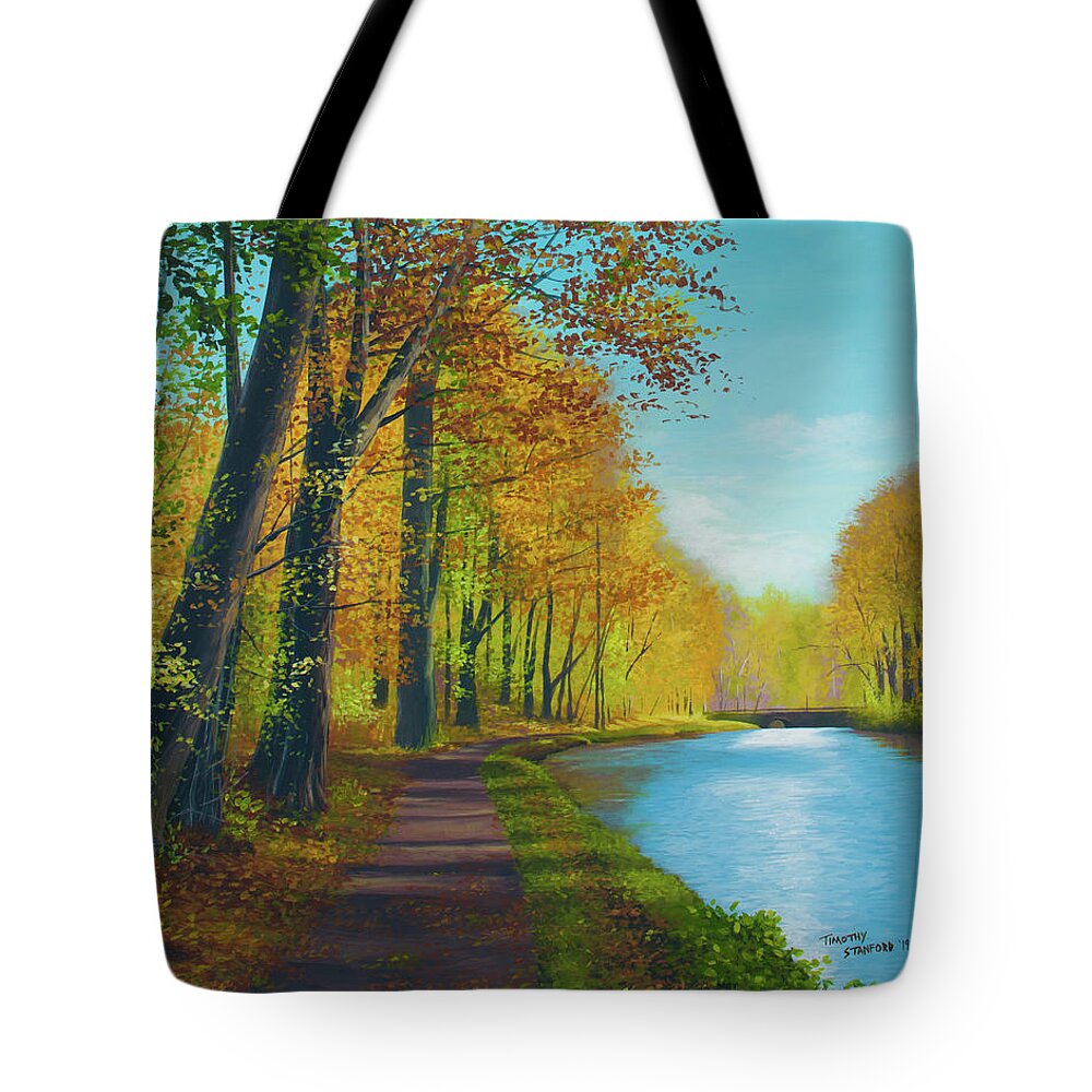 Landscape Tote Bag featuring the painting Jubilant Path by Timothy Stanford