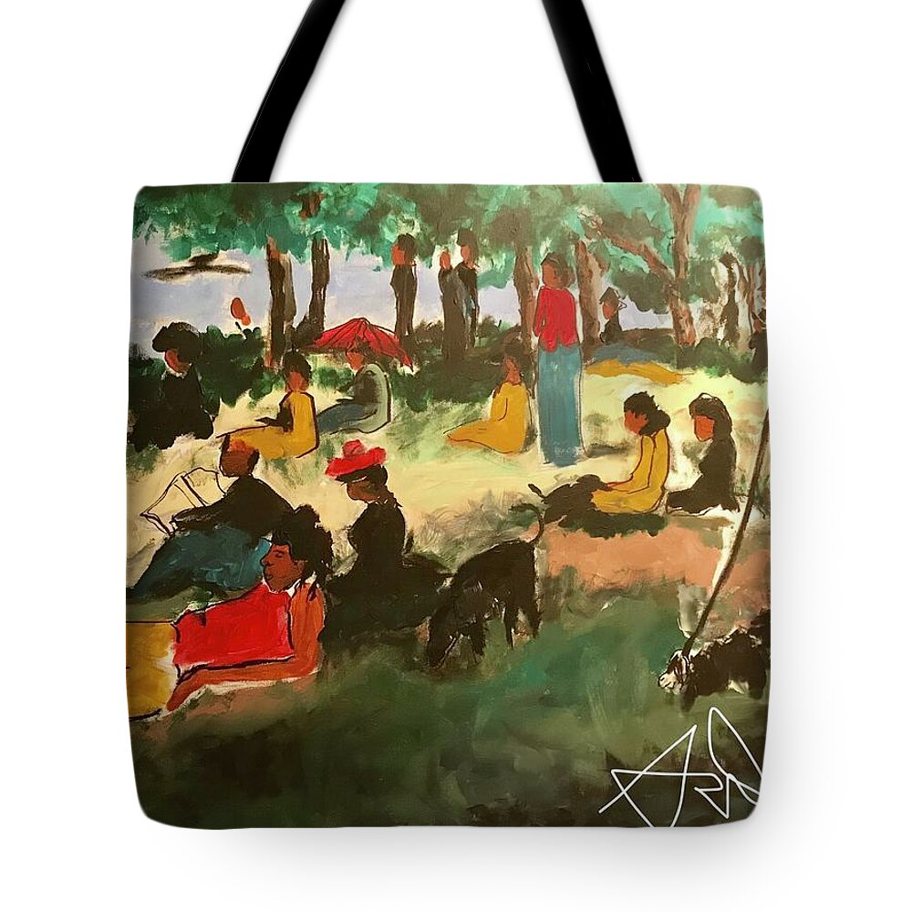  Tote Bag featuring the painting Juneteenth by Angie ONeal