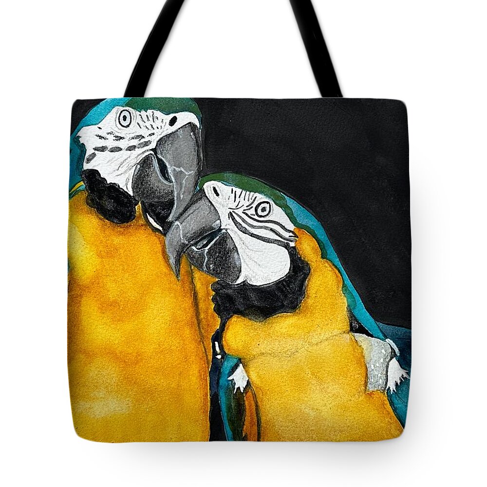 Green Tote Bag featuring the painting Jungle Love Watercolor by Kimberly Walker