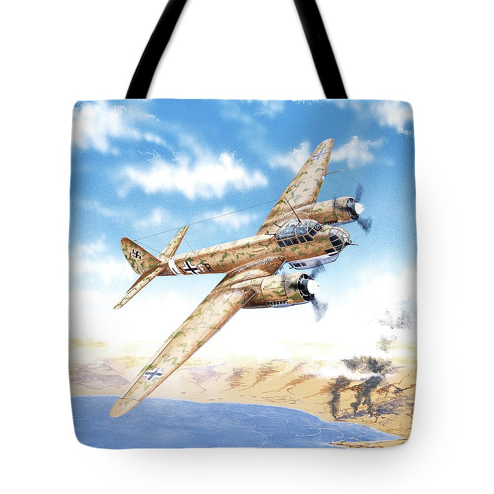 Aviation Tote Bag featuring the painting Junkers Ju 88 by Steve Ferguson