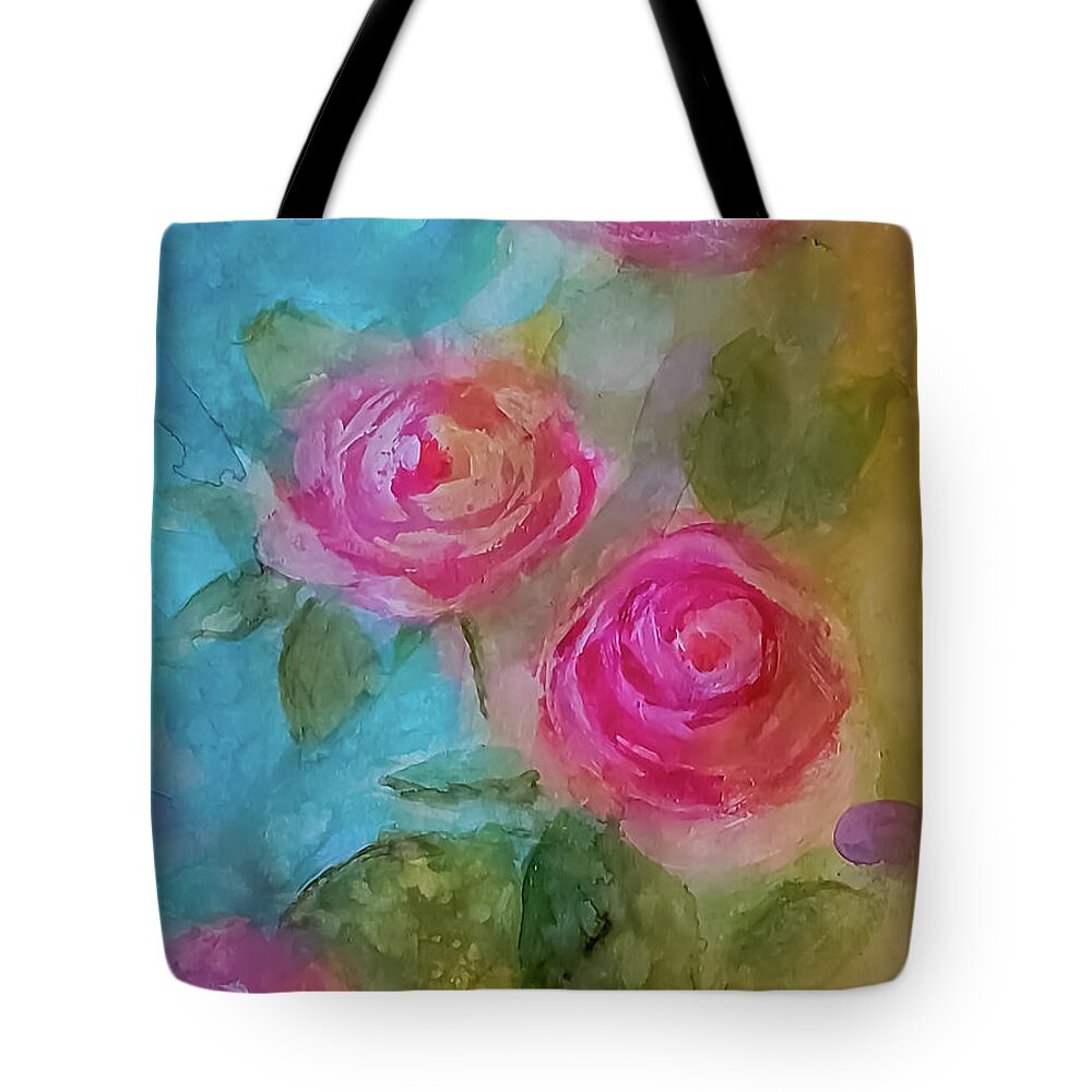 Rose Tote Bag featuring the painting Just a Quick Rose Painting by Lisa Kaiser
