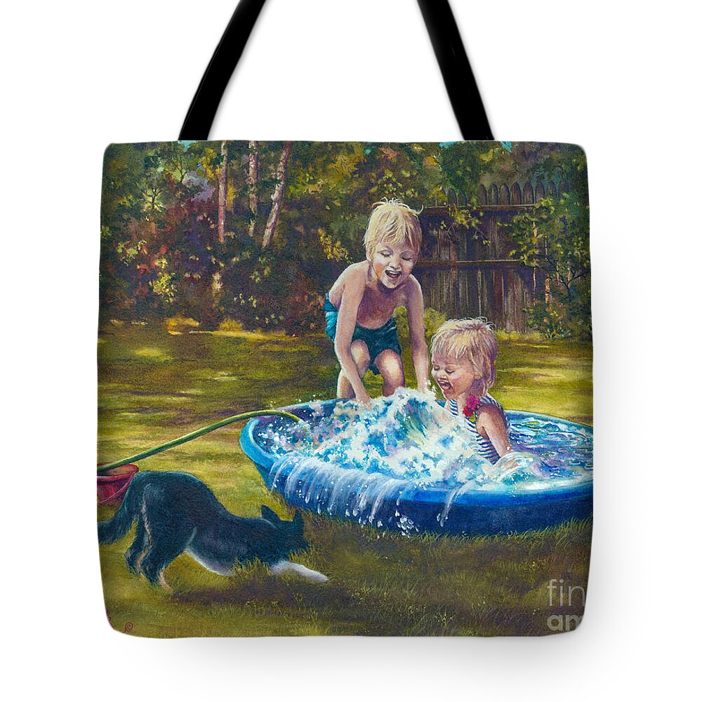 Swimming Tote Bag featuring the painting Just Add Water by Jill Westbrook