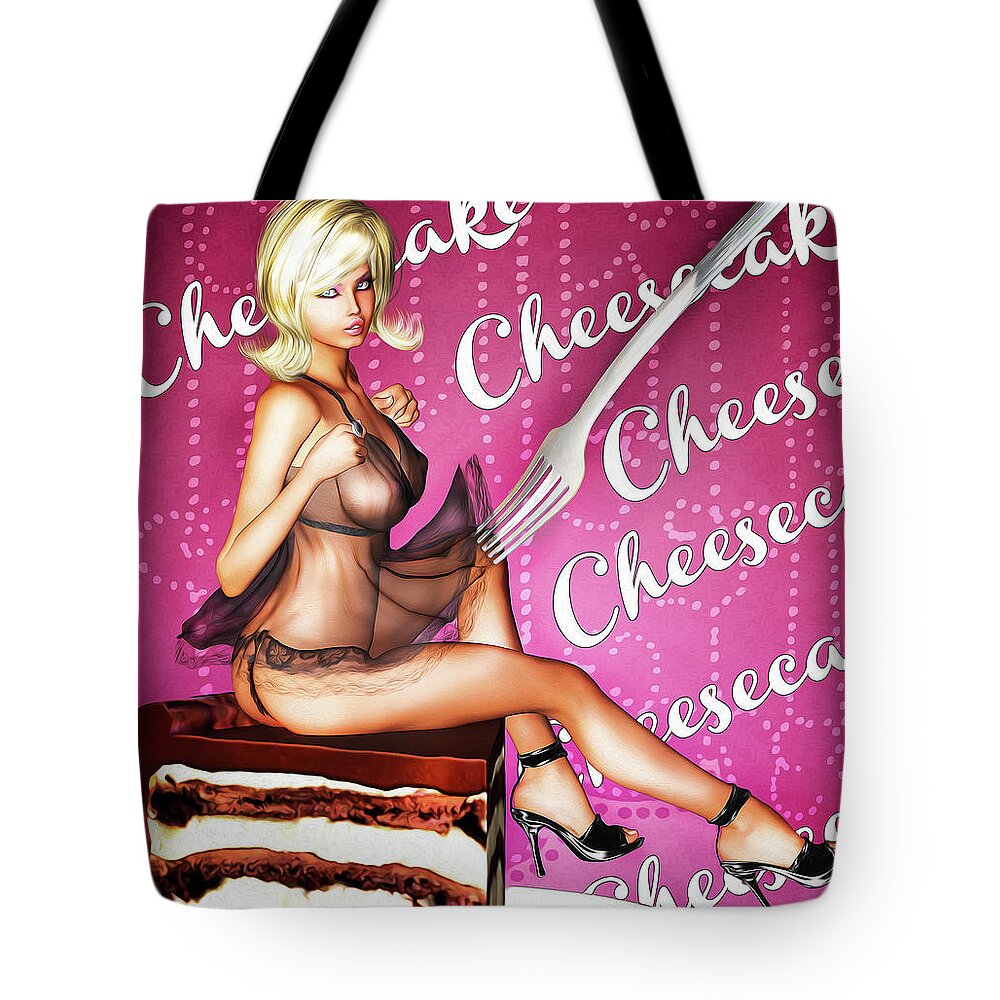 Pin-up Tote Bag featuring the mixed media Just Cheesecake by Alicia Hollinger