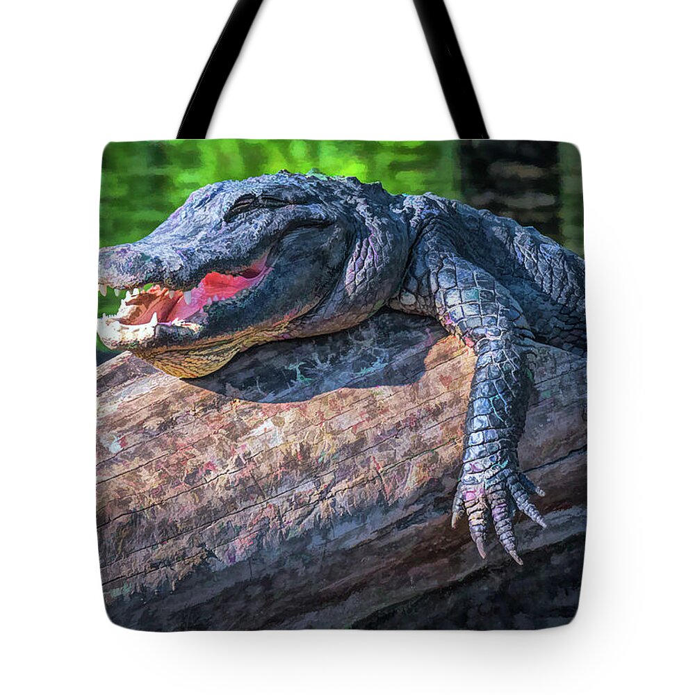 Reptile Tote Bag featuring the photograph Just Hanging Around by Ginger Stein