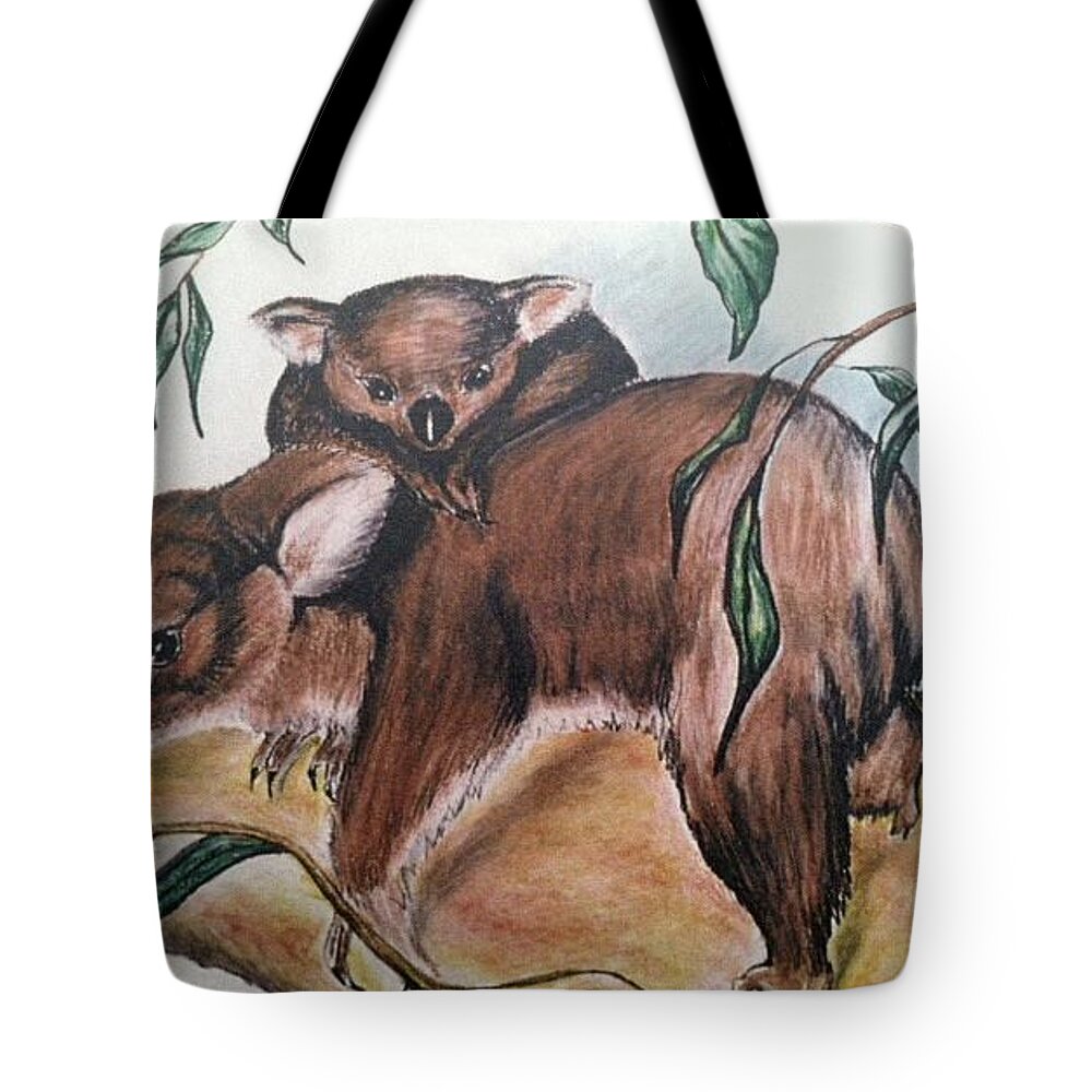  Tote Bag featuring the mixed media K Bears by Angie ONeal