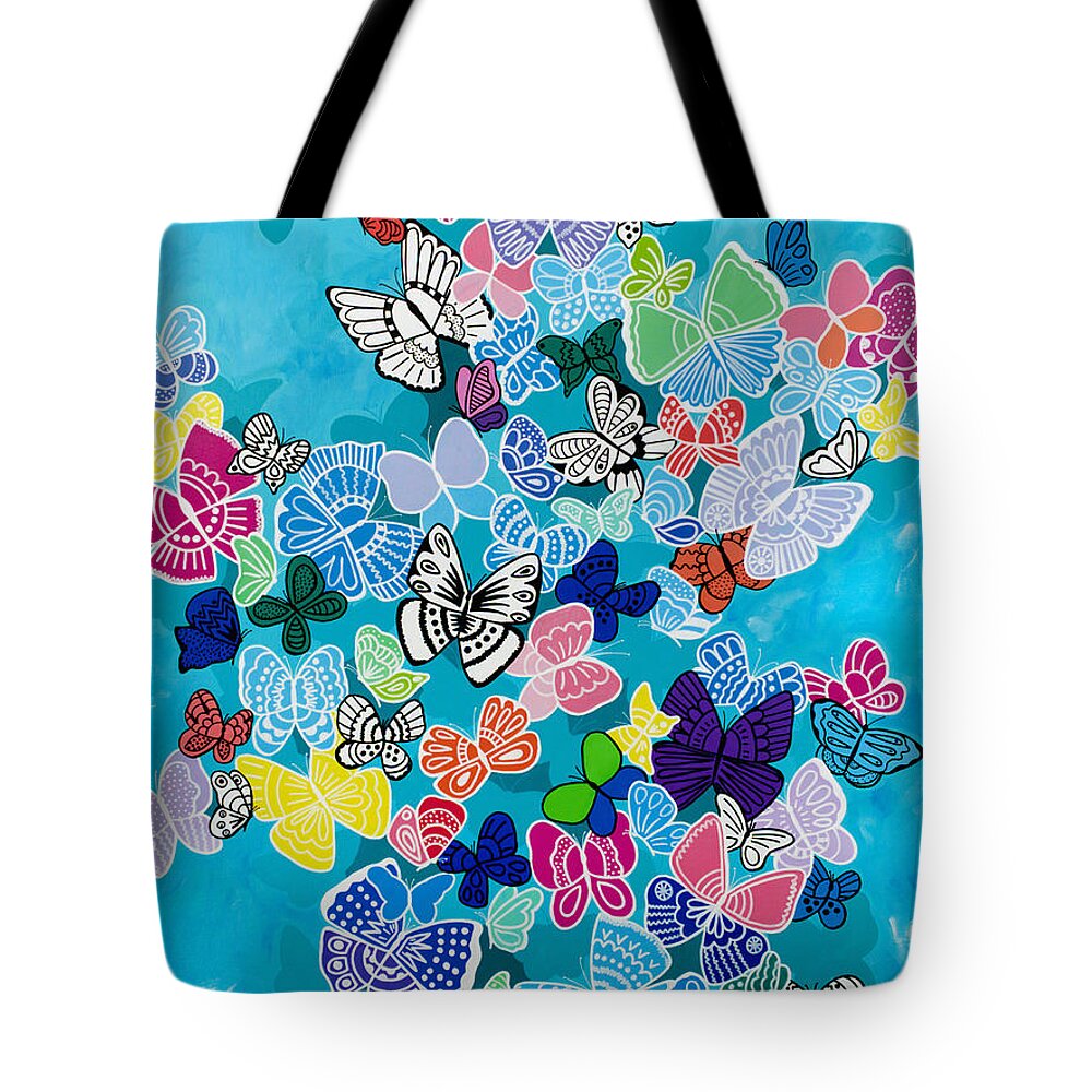 Butterflies Tote Bag featuring the painting Kaleidoscope by Beth Ann Scott