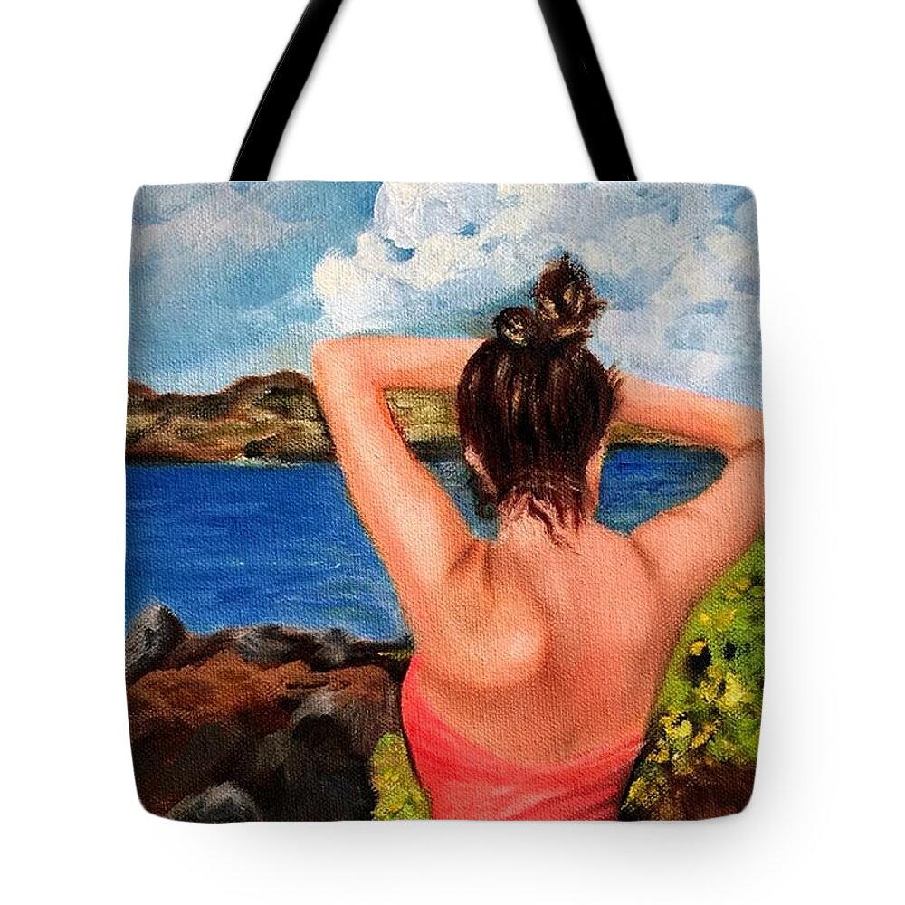 Hawaii Tote Bag featuring the painting Kauai Morning by Juliette Becker