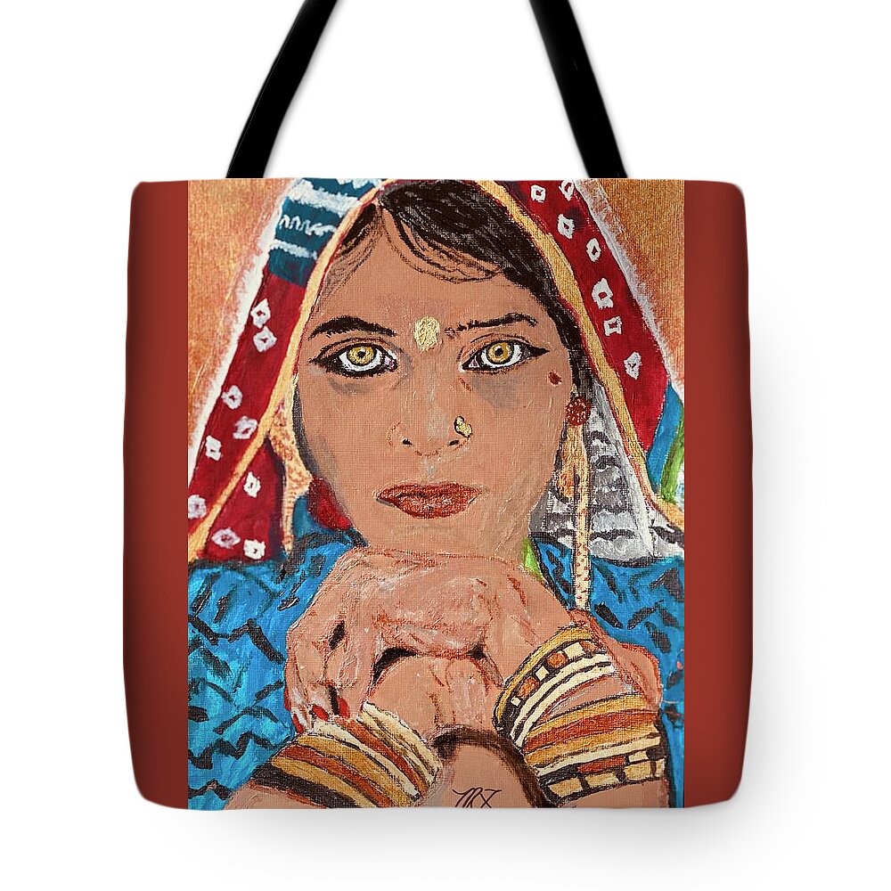 Kaur Tote Bag featuring the painting South Asian Princess - Kaur by Melody Fowler
