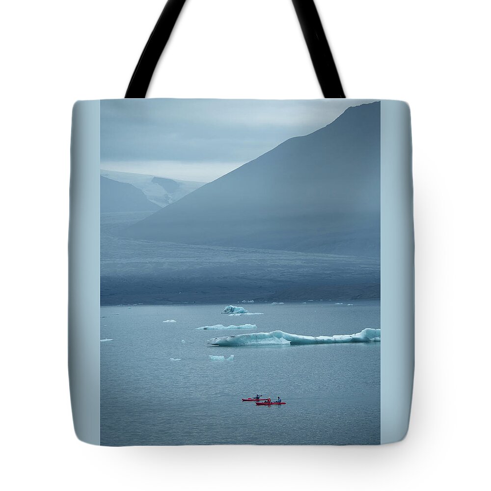 Travel Tote Bag featuring the photograph Kayakers at Jokulsarlon by Kristia Adams